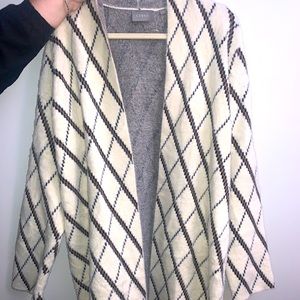 CYRUS plaid print open front cardigan
